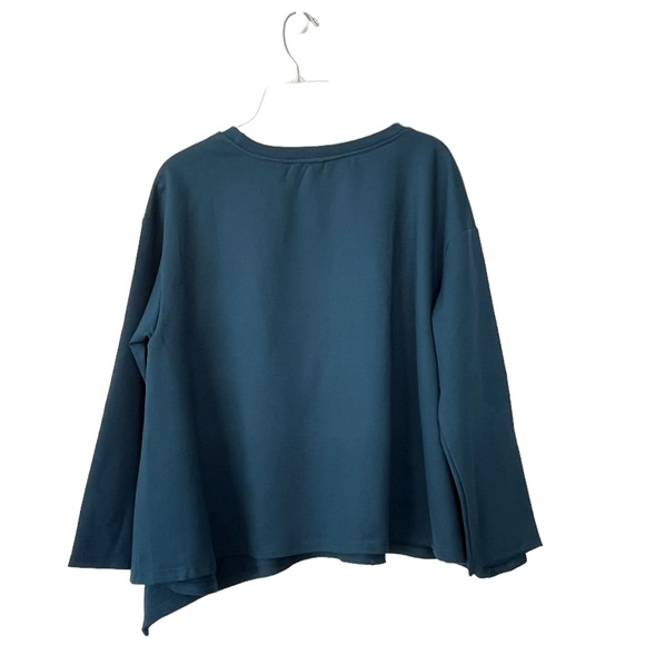 NWT Simply Vanité Vanite Couture Teal Blue Top, Flower Rosettes, OS - Picture 3 of 6